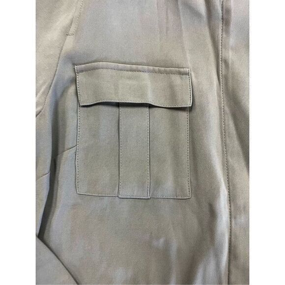 J. Jill Olive Military Utility Style Collarless Jacket sz L NWOT coastal - Picture 4 of 9